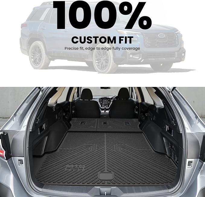 LASFIT Cargo Tray Liner with Backrest Mat for Subaru Outback 2026 Cargo Mat, All Weather TPE Custom Fit Easy Clean Trunk Liner with Seatback Mat for Outback 2026 Trunk Tray, Black