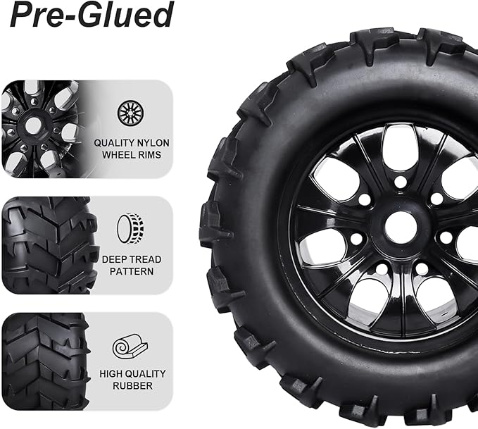 HobbyPark 3.2 17mm Hex RC Monster Truck Wheels and Tires Set for 1/8 Scale Arrma Kraton 6s Notorious Traxxas Maxx Tmaxx E-Revo 2.0 3.3 HPI Savage