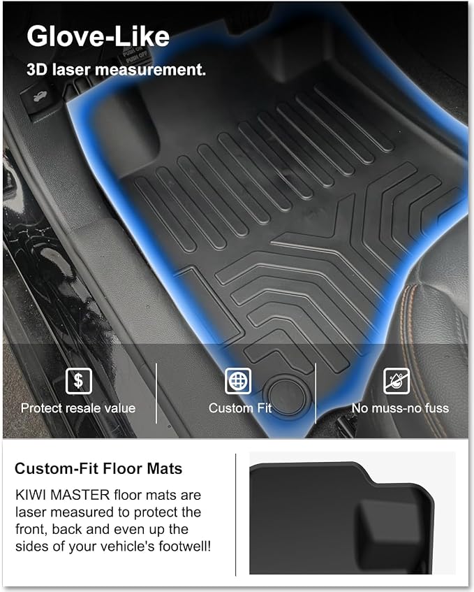 Kiwi Master Floor Mats for 2019-2026 Nissan Altima | Custom Fit, All Weather Car Mats, Heavy Duty TPE Floor Liners, Front & Rear 2 Row, Black