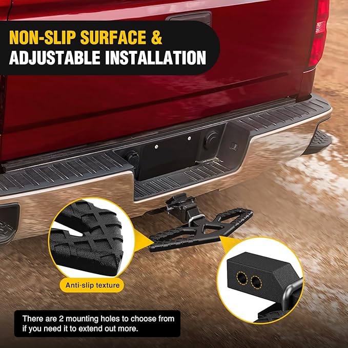 Nilight Tow Hitch Step for 2 Inch Receiver Heavy Duty Steel Universal Rear Bumper Guard Wide Non Slip Trailer Hitch Step Bar with Anti Rattle Stabilizer and 5/8 inch Pin Clip Fits Pickup Truck SUV Van