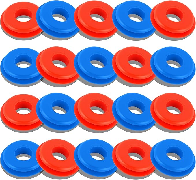 20PCS Glad Hand Seals for Glad Hand Air Hose,Rubber Gladhand Seals of Semi Truck Accessories,Air Lines for Semi Truck Car Accessories Compatible with Tramec Tectran Haldex (10PCS Red+10PCS Blue)