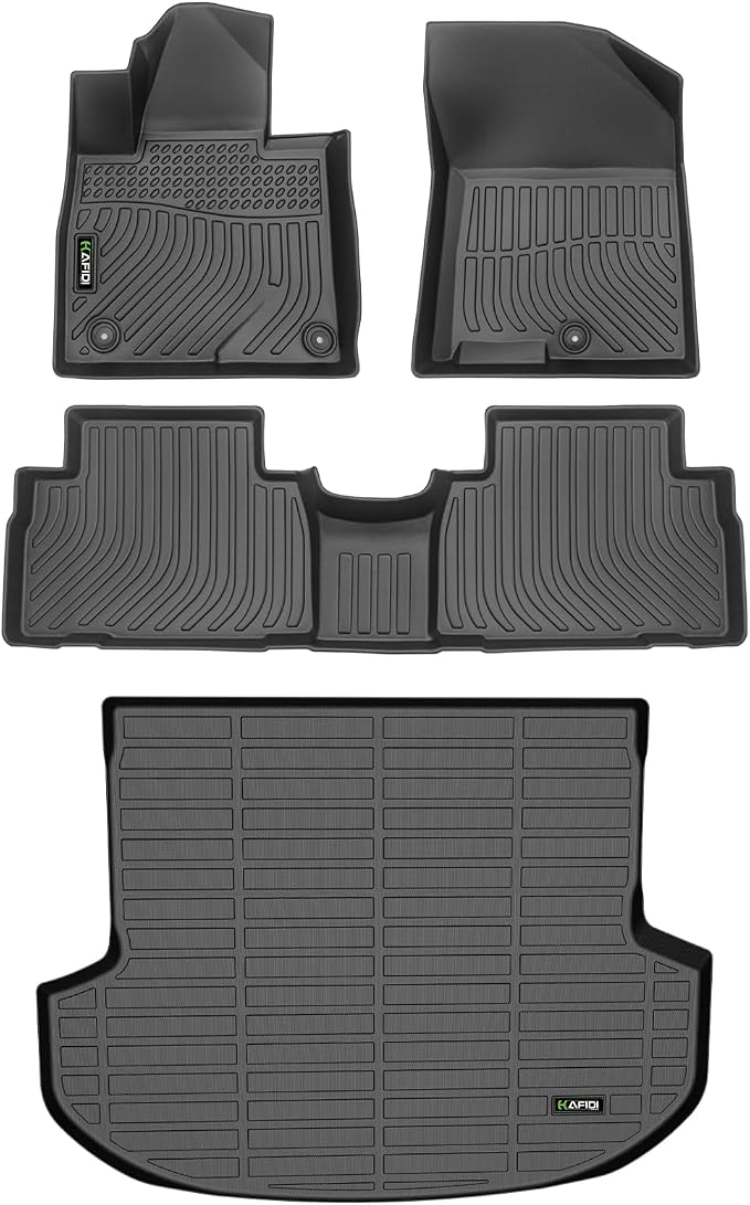HAFIDI® Floor Mats & Cargo Liner Set Fit for 2019 2020 Hyundai Santa FE All Weather Protection TPE Anti-Slip Automotive Full Set Floor Liners Custom Accessories - Black