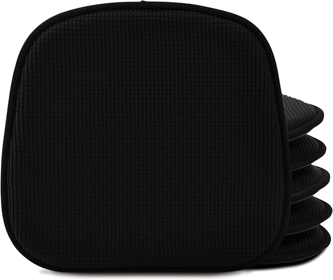 Shinnwa Dining Chair Cushions 6 Pack, Non Slip Indoor Chair Pads, U-Shaped Kitchen Seat Cushions, Set of 6, 15 x 16 Inches, Black