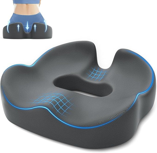 SweetSlubr Large Donut Pillow Seat Cushion for Hemorrhoid Discomfort&Tailbone Pressure, Office Chair Cushion for Long Sitting, Ergonomic Coccyx Pillow for Postpartum Pregnancy, (Grey, X-Large)