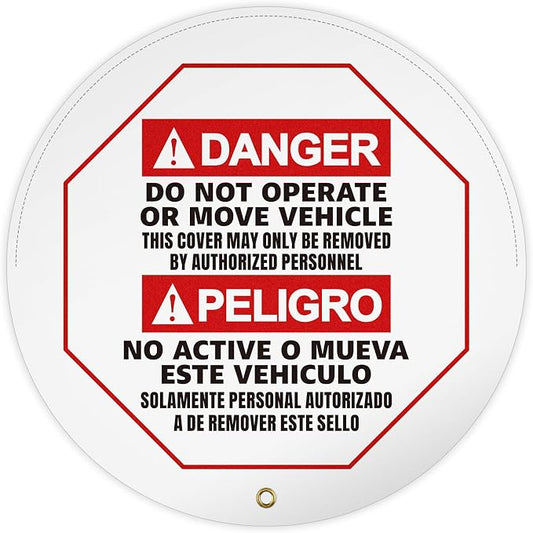 1 Pcs Steering Wheel Cover for Lockout Tagout - 20" Danger Do Not Operate Bilingual Reinforced Vinyl for Trucks Pallet Jacks Forklifts