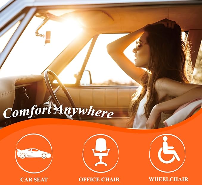kingphenix Premium Car Seat Cushion, Memory Foam Driver Seat Cushion to Improve Driving View- Coccyx & Lower Back Pain Relief - Seat Cushion for Car, Truck, Office Chair (Leather Gray)