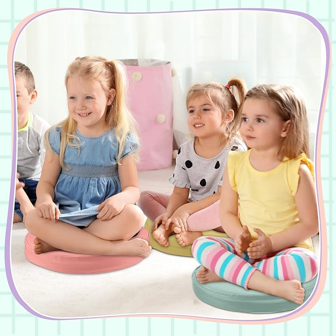 Juexica 8 Pcs Extra Thick Flexible Seating Floor Cushion Assorted Colored Floor Pillow Classroom Seat Cushion Soft Classroom Seating for Kid Learning(Hippie Boho,13.8 x 13.8 x 2 Inch,Round)