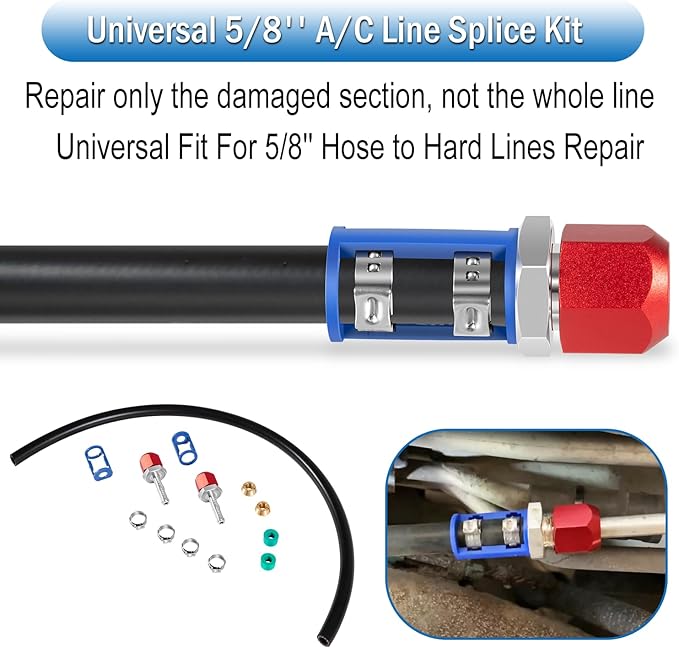 800-670 A/C Line Splice Kit for 5/8 Line With No.10 Hose, A/C Air Conditioning Repair Splice Connector, Universal Fit For 5/8'' Hose to Hard Lines Repair