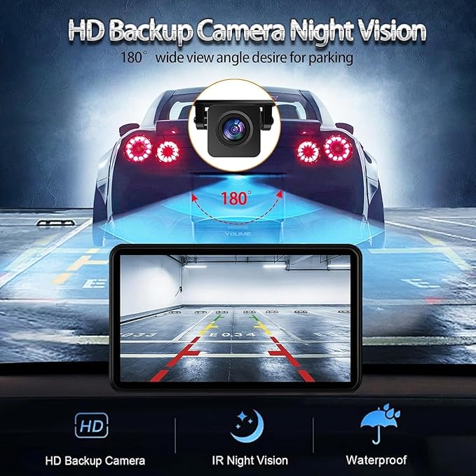 Carplay Screen for Car, 7" HD Wireless Apple CarPlay & Android Auto, Portable Car Stereo Touchscreen with Bluetooth, Mirror Link, Voice Control, Backup Camera, GPS Navigation, AUX, Fits All Vehicles