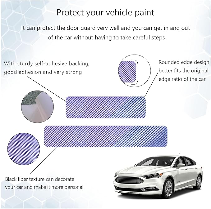 Dickno 4 PCS Car Door Sill Protector, 3D Carbon Fiber Auto Door Entry Edge Guard Protection Trim, Anti-Scratch Threshold Cover Strips, Sill Protection Sticker for Car SUV Truck (Colorful)