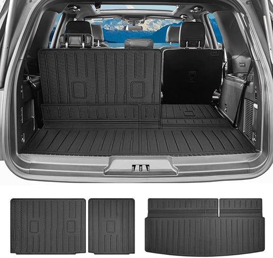 Cargo Liners for 2018-2024 Ford Expedition/Lincoln Navigator Trunk Mat with 3rd Row Seat Back Cover Accessories, All Weather Rear Cargo Mat Backrest Protector (Not for Max & L Models)