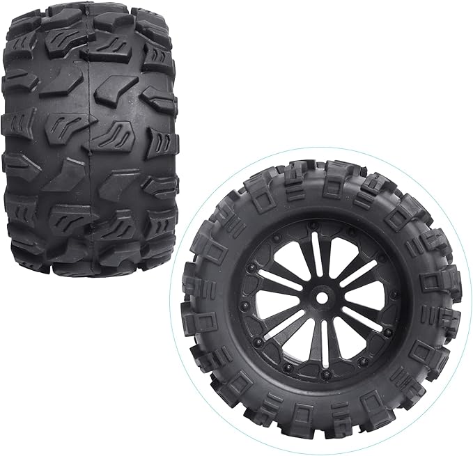 HobbyPark Pre-Glued 2.8" 12mm Hex 1/10 Scale RC Truck Tires and Wheels for Brushless Traxxas Rustler 4x4 VXL Stampede 4x4 2WD Redcat Volcano EPX Pro S30 Blackout XTE Pro(4-Pack)