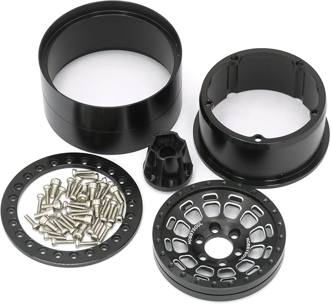 HOBBYSOUL Height 5.0'' Tires 2.2 Tyres & -10mm Negative Offset 2.2 Beadlock Wheels Black Rims For RC Mud Crawler All Terrain SCX10 Capra Wraith TRX4 Gen8 Everest gen 7 Pro, (4-Pack, Assembled)