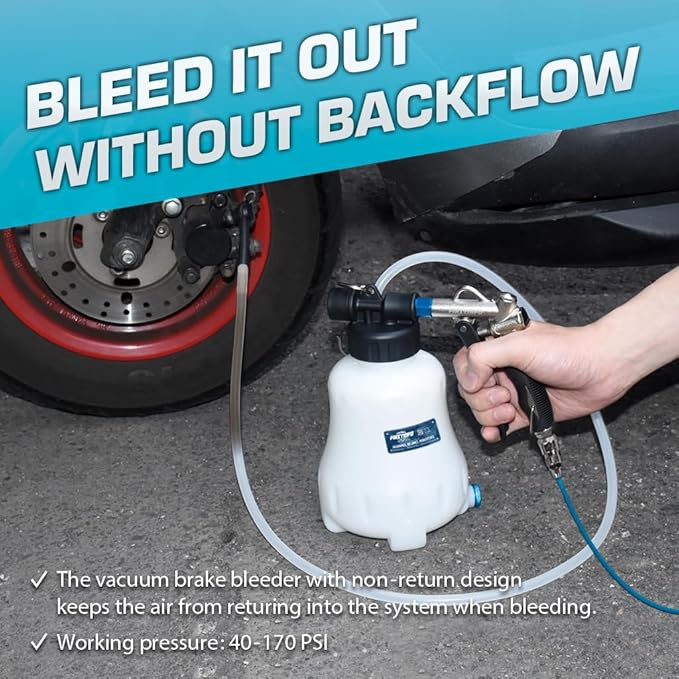 FIRSTINFO A1157US Patented Vacuum Brake Bleeder, Taiwan Universal One Person Pneumatic Brake System Clutch Fluid Bleeding Extractor Tool