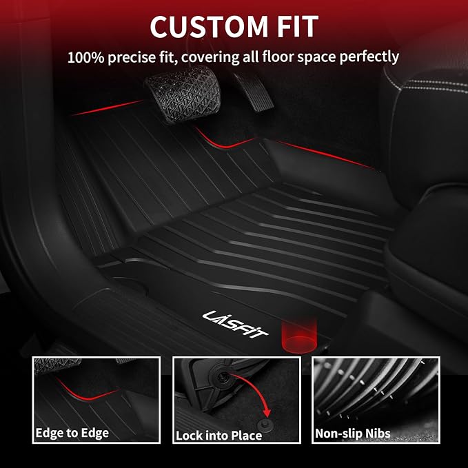 LASFIT Floor Mats for Mercedes Benz GLE 2016-2019 & ML Class 2012-2015 350/400 /63 AMG S, All Weather TPE Floor Liners Custom Fit GLE & ML Car Mats, 1st & 2nd Row, Black