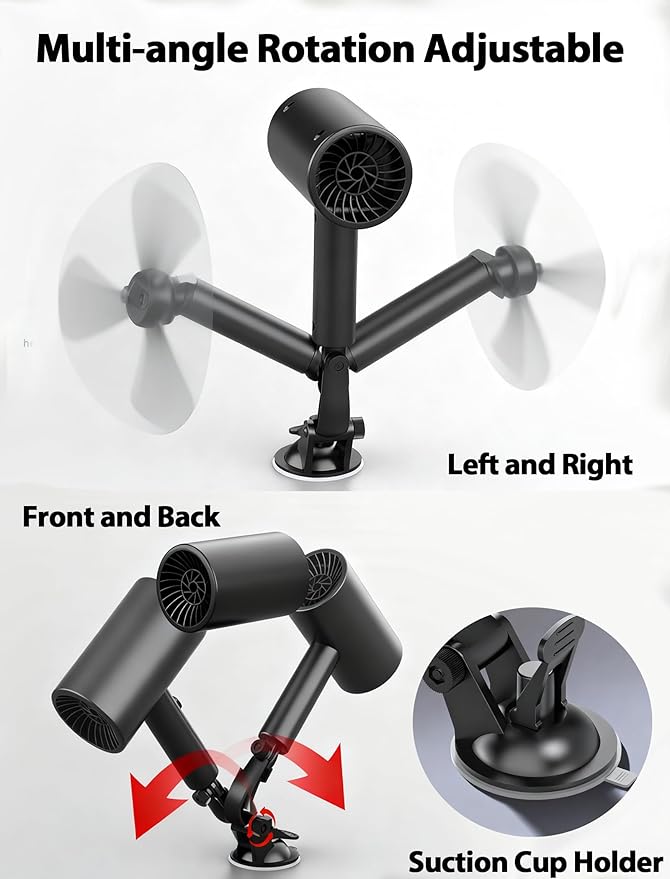 Car Heater,12V 150W Portable Heating & Cooling Fast Heating Defrost Defogger for Car Windshield, Plugs into Cigarette Lighter,Car Defroster Windshield WIth Rotation Scution Cup Holder