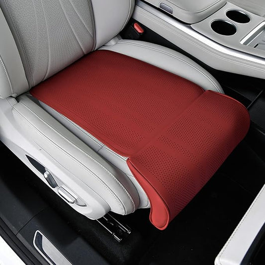 Car Seat Extender Leg Support Cushion for Driver Seats and Office Chair, Universal Leather Auto Bottom Seat Protector Cover with Leg Extender, Comfort Leg Rest Pads for Long Driving (Red)
