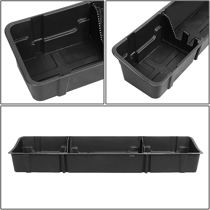 DNA MOTORING Under seat Storage Box Compatible with 15-24 Ford F150 17-24 F250 SD F350 SD Crew Cab Pickup, Back Seat Storage, SBOX-003