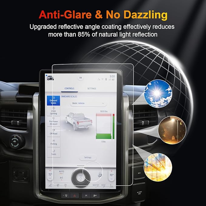 for Ford F150 Lightning Screen Protector for 2022-2026 F-150 Lightning Platinum/Lariat/Flash SYNC 4A 15.5" F150 Lightning Accessories Anti Glare Tempered Glass Film (F150 Lightning 15.5-In Matte)