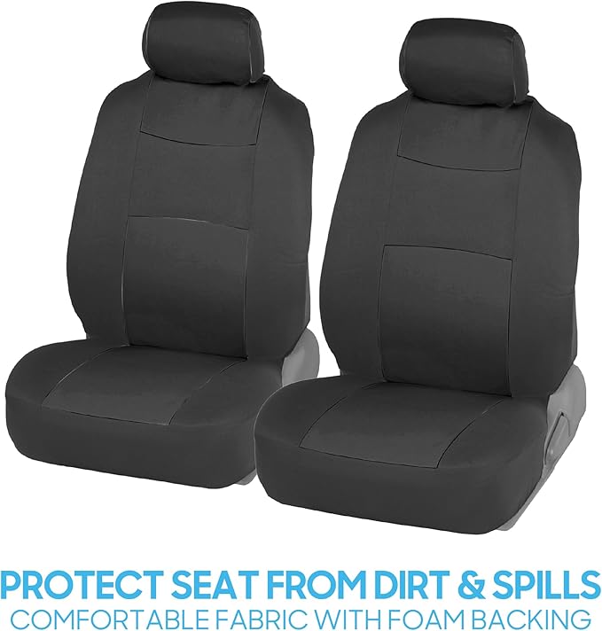 BDK PolyPro Car Seat Covers Full Set in Solid Charcoal – Front and Rear Split Bench Seat Covers for Cars, Easy to Install, Accessories for Auto Trucks Van SUV