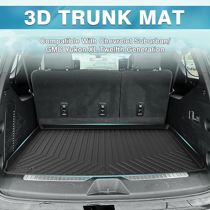 Mixsuper Cargo Liner for Chevrolet Suburban/GMC Yukon XL 2021-2025 2026, All Weather Trunk Liner Rear Cargo Mat Behind The 3rd Row Seats Black