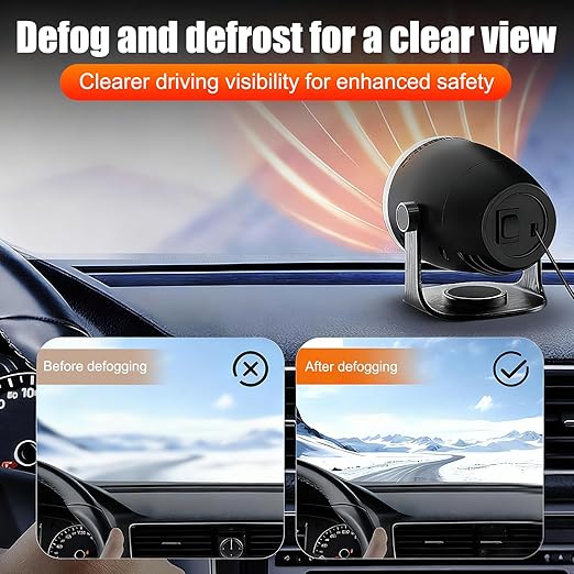 OBEST Portable Heater, 12V Car Heater with Heating & Cooling 2 in 1 Car Defroster, 360° Rotary Portable Heaters for Car, Unrestricted Current Car Warmer for Auto Truck SUV Vehicle