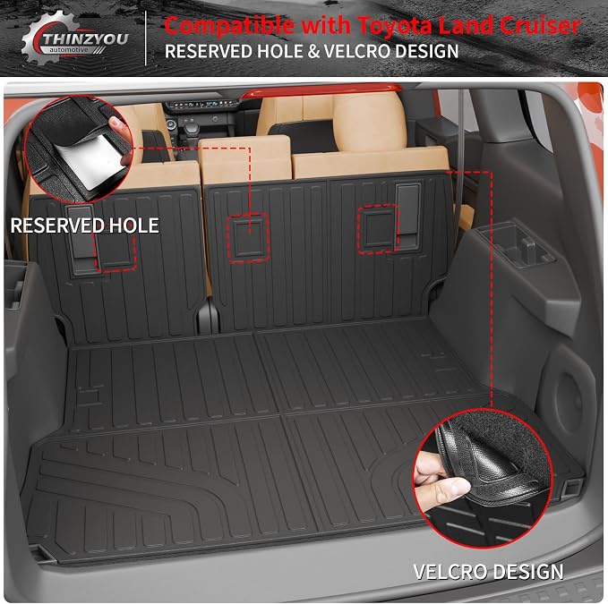 Trunk Mat Compatible with 2024 2025 2026 Toyota Land Cruiser/Lexus GX550 Overtrail 5 Seats Cargo Mat Cargo Liner Trunk Liner Back Seat Cover Land Cruiser Accessories (Trunk Mat+Backrest Mats)