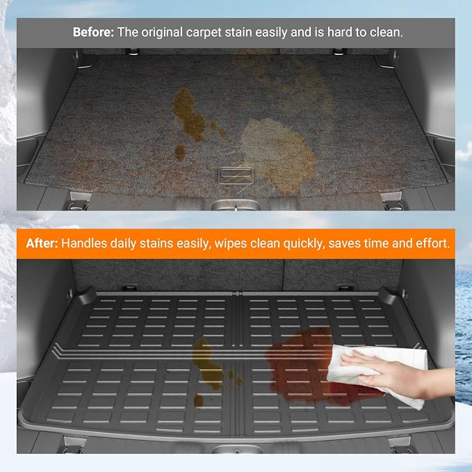 powoq Cargo Mat Compatible with 2017-2025 Jeep Compass TPE Rear Trunk Mat Cargo Liners Replacement for 2017 2018 2019 2020 2021 2022 2023 2024 2025 Jeep Compass Accessorie (Rear Trunk Mat)