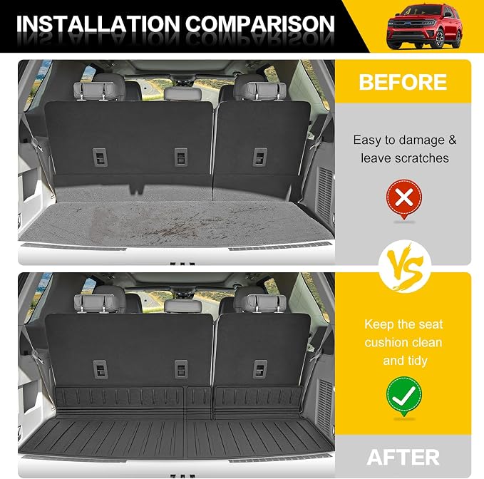 Rear Cargo Mat for 2018-2024 Ford Expedition/Lincoln Navigator Trunk Mat(Not for Max or L Models), All Weather Cargo Liner for 18-24 Expedition/Navigator Accessories