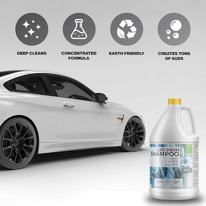 AutoGeneral Car Wash Shampoo - Concentrated Automotive Shampoo for Efficient Deep Clean & Shine of Car Exterior - Pre-Wax Wash For Auto Detailing - Foaming Soap - pH Balanced & Low VOC - 1 Gallon