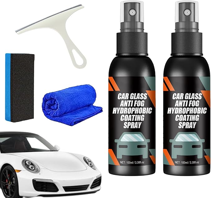 Car Windshield Spray Water Repellent Antifogging Agent, Anti Fog Spray for Car Windshield, Glass Waterproof Coating Agent Rainproof Spray, Car Rainproof Artifact (2Pcs)