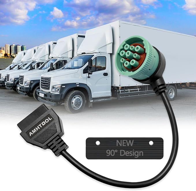 J1939 OBD2 Adapter Cable Fits Truck Diagnostic Scanner/Code Reader, 9 Pin to OBD2 16 Pin Connector, J1962-J1939 for Cummins Diesel Engine, Fit for Truck ELD and GPS Tracker