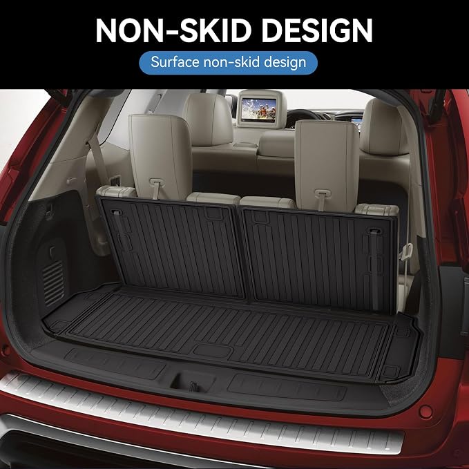 Cargo Mat & Backerst Mat Compatible with 2013-2020 Nissan Pathfinder/2013 Infiniti JX35/2014-2020 Infiniti QX60 - Cargo Liner Trunk Mat All Weather TPE Pathfinder 2020 Accessories