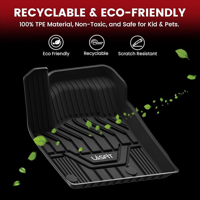LASFIT Floor Mats for Nissan Rogue 2021-2026 (Not Fit Rogue Sport), Custom Fit All Weather Protection Durable TPE Floor Liners for Nissan Rogue S/SV/SL/Platinum 2021-2026 1st & 2nd Row Car Mats, Black
