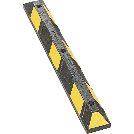Checkers Park-It® 3 Foot Long 100% Recycled Rubber Parking Stop, 3' x 6" x 4", Parking Lot Curb Wheel Stopper, Highly Visible Black/Yellow, GNRS1310YB