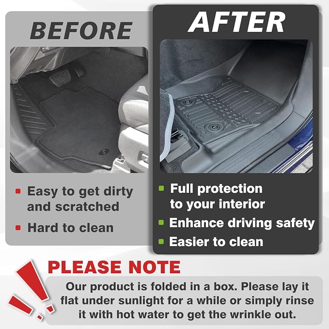 TripleAliners for Tacoma 2024 2025 2026 Double Cab Floor Mats (Fit Hybrid ONLY) All Weather Floor Liners Compatible with 2024+ Toyota Tacoma Accessories Front & Rear Mats Custom Fit(Not for Gasoline)