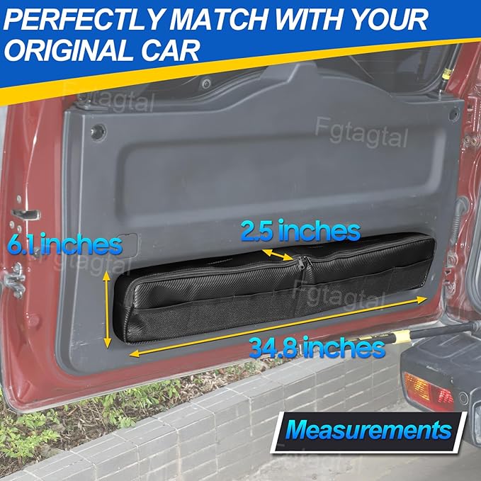 Car Trunk Organizer Compatible with Toyota FJ Cruiser 2007-2021, Back Door Panel Storage Organizer Multi-Compartment Oxford Cloth Car Storage Bag Space Saving (Carbon Fiber Pattern)