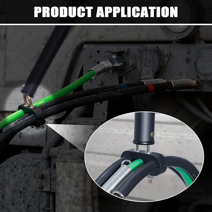 CheeMuii 20" Single Tender Spring Kit Heavy Duty ABS Air Line Hose Tracker Tender Kit with 3 Hose Holders for Semi Truck Trailer Tractor