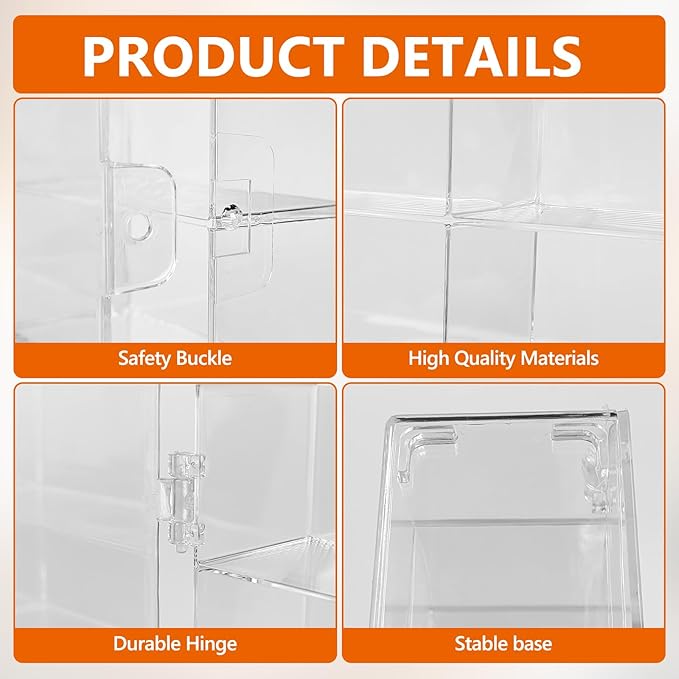 1/64 Scale Matchbox Wheels Toy Car Display Case Holds 32 Toy Cars Storage Organizer, Clear Display Box with Clear Snap-On Dust Cover 6.5 X 7.5 X 1.6 Inches 4 Pack
