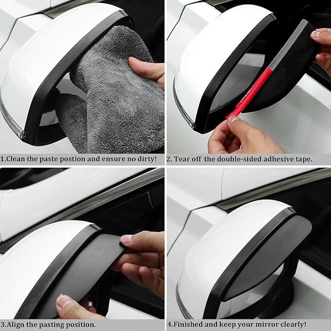 Pincuttee 2PC Side Mirror Visor Rain Guards,Car Rear View Mirror Rain Cover,Silicone Rain Shield,Mirror Cover Rubber Visor Guard(Transparent,2Pack)