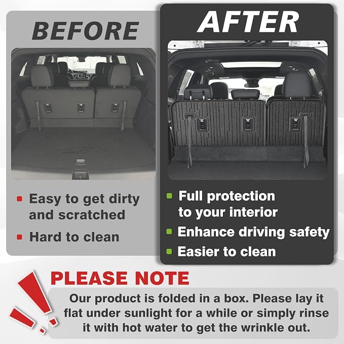 TripleAliners Backrest Mats All Weather Liners Compatible with 2024-2026 GMC Acadia/Chevy Traverse & 2025 2026 Buick Enclave TPE Third Row Seats Back Cover