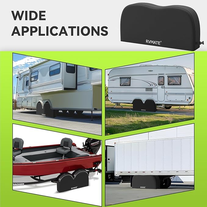 RVMATE RV Tire Covers, Dual Axle Wheel Cover (2 Pack) Fits 33"-35" Diameter Tires, Waterproof Anti-UV 420D Oxford Black Dual Tire Covers RV Accessories for RV/Truck/Trailer