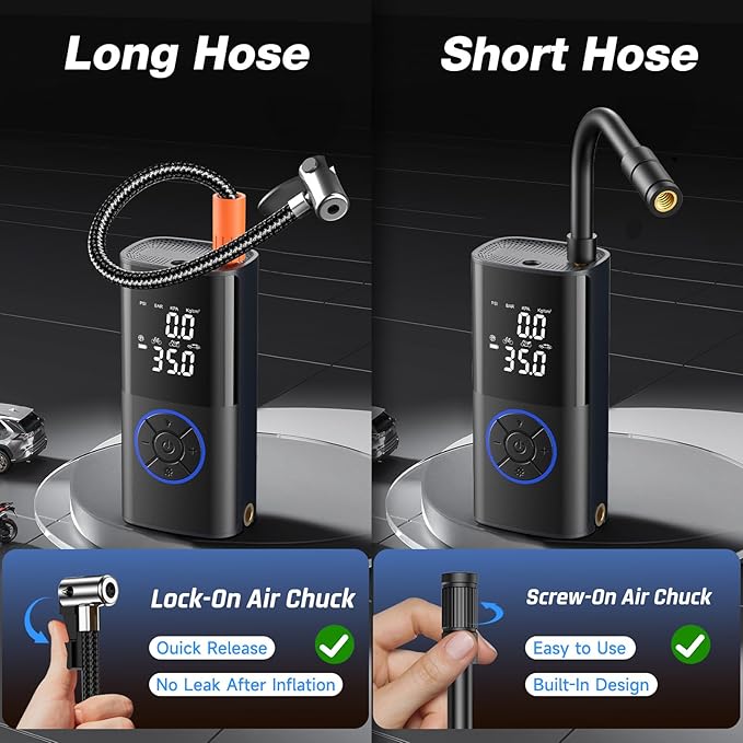 OlarHike Tire Inflator Portable Air Compressor, Smart Dual Hose System, 160PSI Auto Air Pump for Car Tires, Bike,Bicycle, Motorcycles,Electric Pump with LED Light & Digital Pressure Gauge