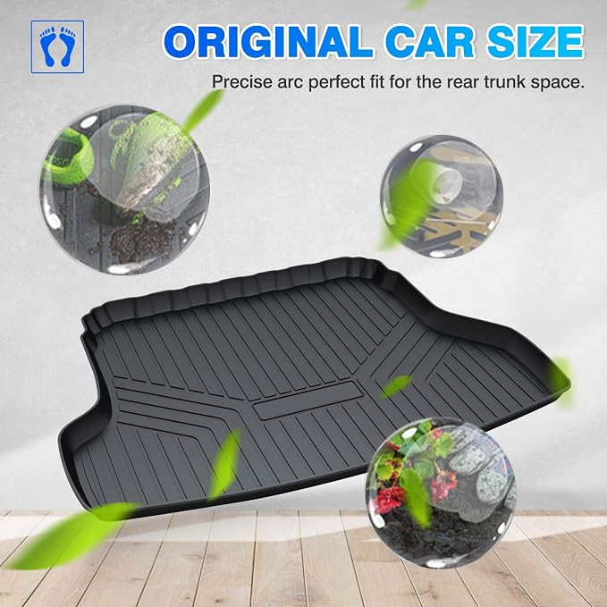 Cartist Cargo Liner Custom Fit for Kia Forte 2019-2024 Accessories All Weather Trunk Mat for Forte Cargo Mat Heavy Duty TPE Anti-Slip High Side