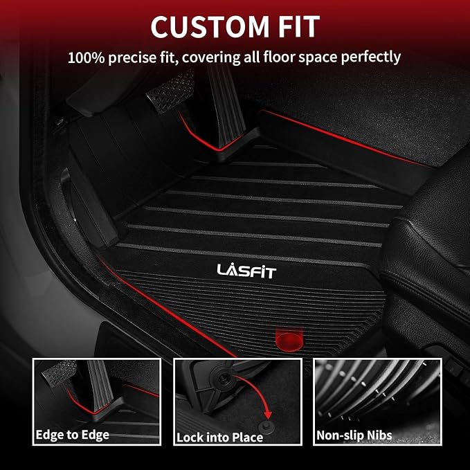 LASFIT 2018-2024 BMW X3 Floor Mats & Trunk Mat, Custom Fit TPE All Weather Car Liners Full Set for x3 30i/M/M40i/M Competition Accessories, Waterproof & Anti-Slip (Don't Fit X3 30e)