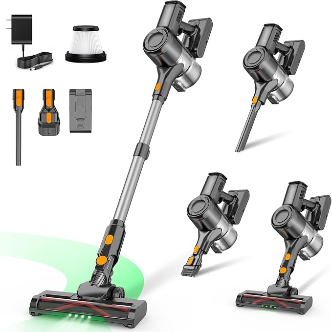 HOLOGO Cordless Vacuum Cleaner,40 Mins Runtime Lightweight Stick Vacuum Cordless,Self-Standing,Powerful Suction, Anti-Tangle Brush,Rechargeable Battery Vacuum for Carpet,Pet Hair,Hardwood Floor