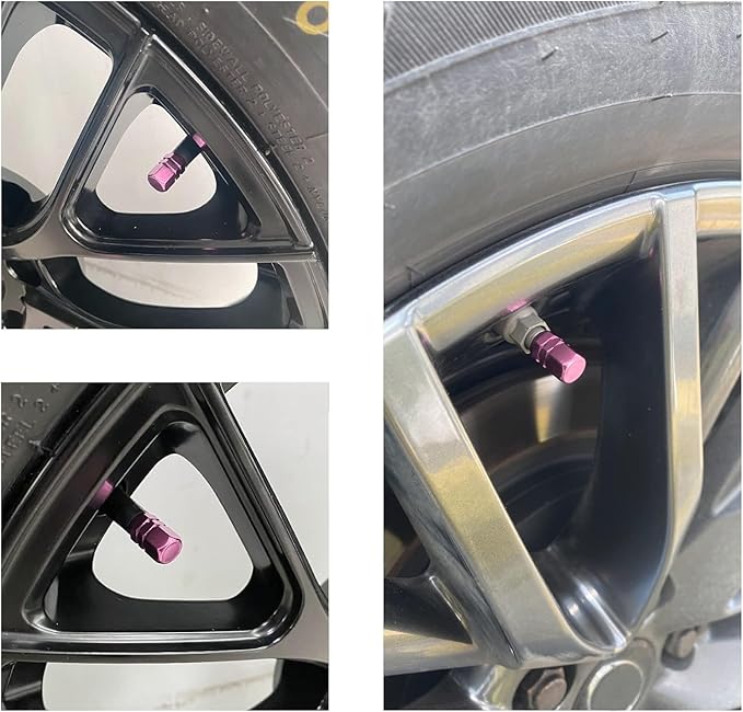 JUSTTOP Car Tire Valve Stem Caps, 12pcs Air Caps Cover, Universal for Cars, SUVs, Bike, Trucks and Motorcycles-Pink