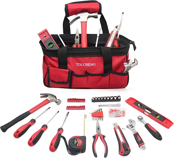 Basic Tool Kit - Tool kit for Home,Apartement,Dorm and Office.Starter Household Tool Set for Beginner,Women,New College for Home Repair,Daily Maintenance or DIY (155pcs-1new)