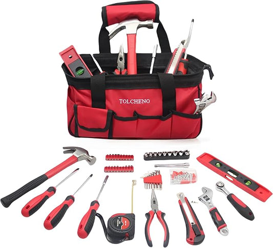 Basic Tool Kit - Tool kit for Home,Apartement,Dorm and Office.Starter Household Tool Set for Beginner,Women,New College for Home Repair,Daily Maintenance or DIY (155pcs-1new)