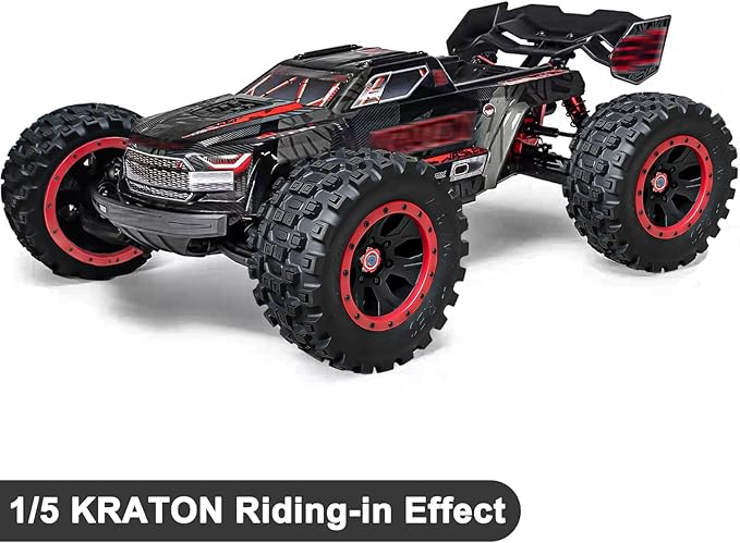 1/5 RC Tires and Wheels for Traxxas 1/5 X-MAXX 8S Arrma 1/5 Kraton 8S 1/5 Outcast 8S, RC Monster Truck Tires 24mm Hex Wheels (4PCS, Red)